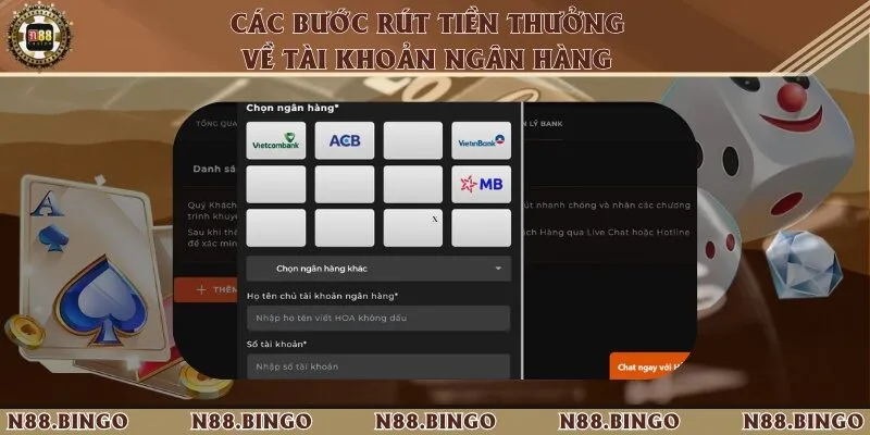 Tổng Hợp Các Cách Rút Tiền Từ Nhà Cái N88 Siêu Đơn Giản Các bước rút thưởng từ nhà cái về tài khoản ngân hàng